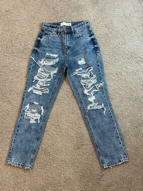 High-Rise Distressed Women's Jeans in Vintage Blue 24x27